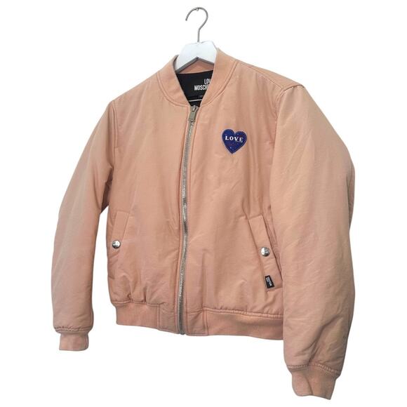 Love Moschino Pink Bomber Jacket with Heart Patch Size 4 - Picture 2 of 13
